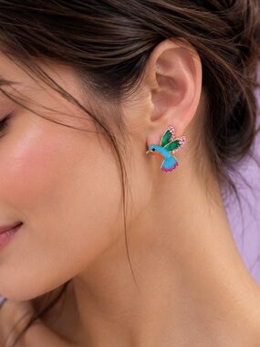 Hummingbird Stud Colorful Earrings